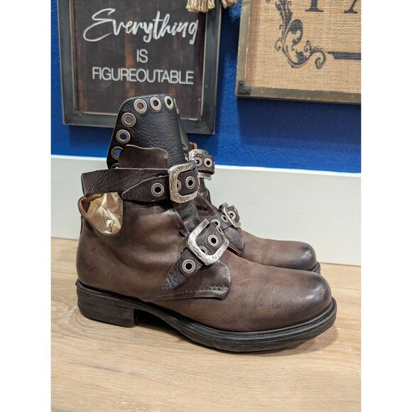 A.S. 98 Women's Industrial Moto Buckle Boots EU 38 US 7.5-8 Steampunk - Picture 2 of 11